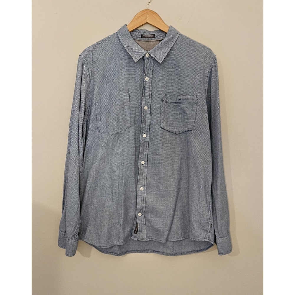 Toad Co Organic‎ Cotton Blend Button Up Mixologist Shirt Womens L Blue Travel